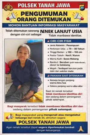 Polsek Tanah Jawa Cari Keluarga Nenek Tanpa Identitas yang Ditemukan di Simalungun