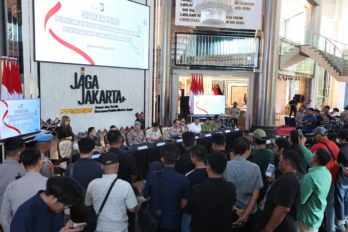 Konferensi pers Polda Metro Jaya pengungkapan kasus penyiraman air keras aktivis KontraS melalui CCTV.