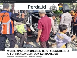 Mobil Xpander Ringsek Tersambar Kereta Api di Sinaksak Simalungun, Dua Korban Luka-luka