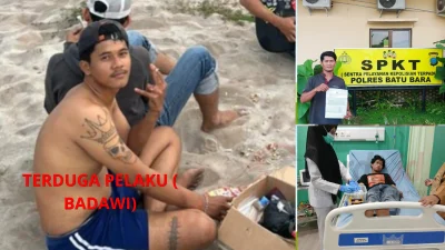 Kolase Foto Pengeroyokan Anak Vespa Tanjung Tiram Badawi Geng Motor dan Korban Ardiansyah Lapor Polres Batu Bara