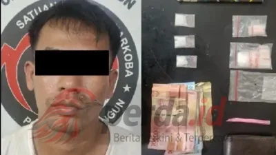 Polisi mengamankan tersangka pengedar sabu di kafe kawasan Hatonduhan Simalungun dengan barang bukti 3,46 gram