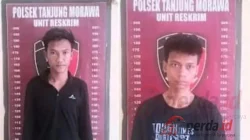 Polsek Tanjung Morawa mengamankan dua pelaku curanmor RMA alias Curut dan DP alias Kecap beserta barang bukti motor Aerox.