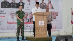 Bupati Simalungun Anton Achmad Saragih saat May Day 2026 di Perdagangan bersama TNI dan Polri